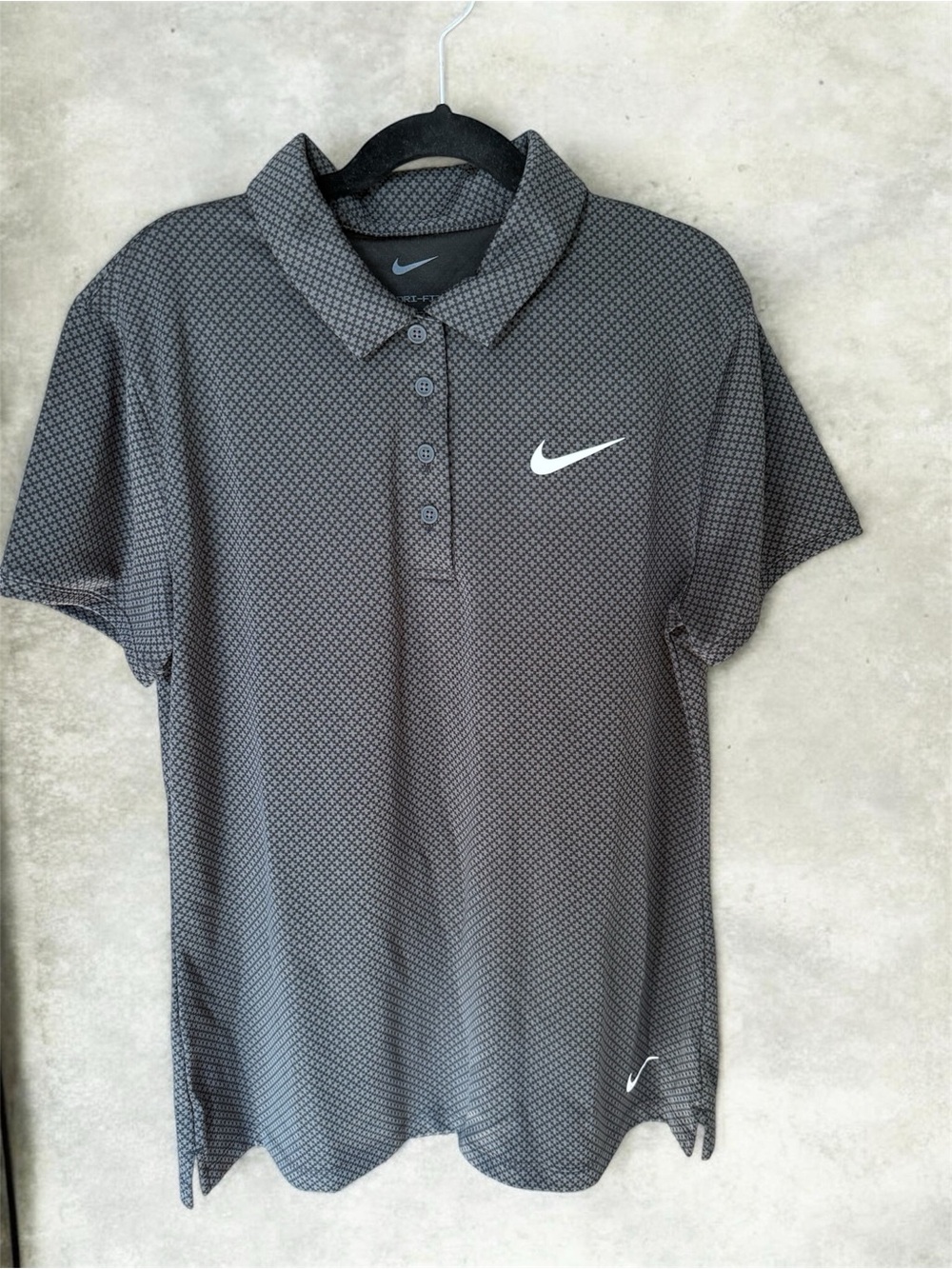 Nike womens Black Patterned Dri-FIT Polo